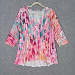 Sundance Whimsy Rose Waffle Babydoll Tunic Medium Thermal Abstract Artsy‎ USA